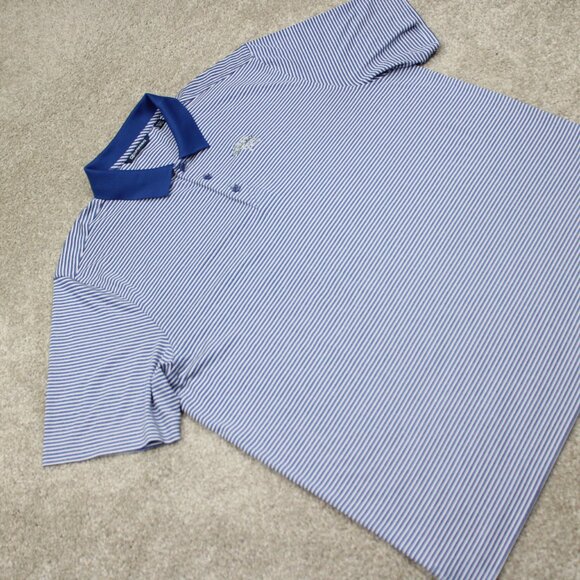 Cutter & Buck Polo Shirt Mens XL Blue/White Stretch S/S Golf Torrey Pines Logo - Picture 6 of 14